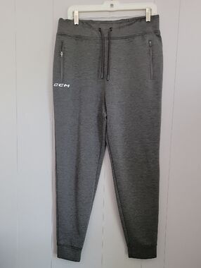 CCM Men's Pants Large Gray Hockey Fleece Tapered Locker Activewear